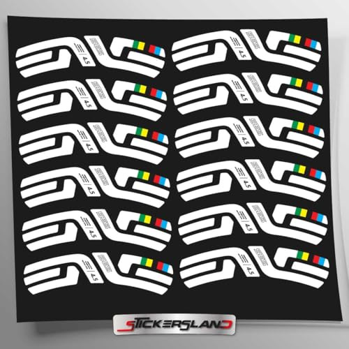 Stickersland Fahrrad-Aufkleber-Set kompatibel mit SES-Felgen 45 mm aus Vinyl 4.5 Disc 2022 World Champs Weiß glänzend | Wasserdichtes Dekorationsset für Felgen, Helm und Rahmen | Wetterfest
