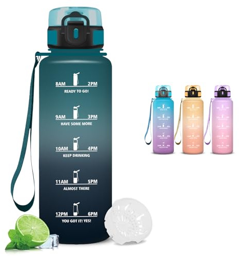 Trinkflasche- 1.5 liter- Trinkflasche Sport, Wasserflasche Auslaufsicher, mit Schlüsselband, Wasserflasche Kohlensäure Geeignet, Leicht zu Reinigen, Sportflasche für Fitness, Sprudel, Joggen, Gym
