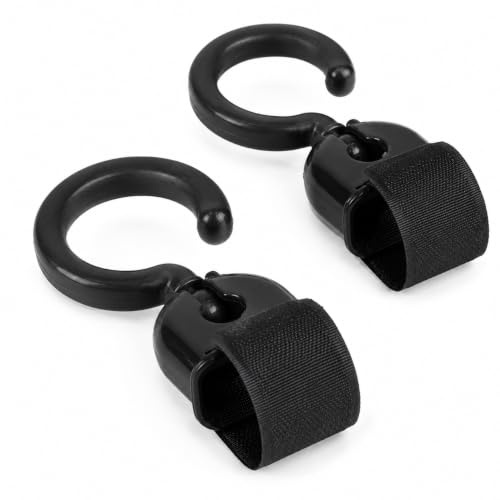 Kinderwagen Haken 2er Set, 360° drehbare Buggy Taschenhalter mit Klettverschluss, 90° neigbar, großer Haken Ø 4,5 cm, Universal für Kinderwagen, Buggy & Sportwagen