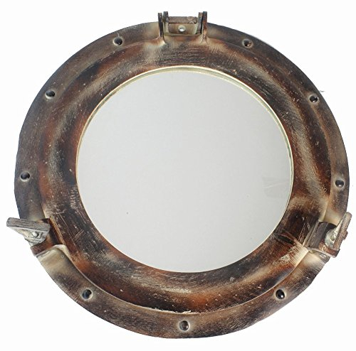 Nagina International 15 Aluminium Bullauge Spiegel mit Antik Rost Finish