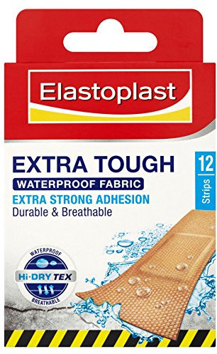 10 x Elastoplast® Extra Tough Waterproof Fabric Plasters 12 Strips