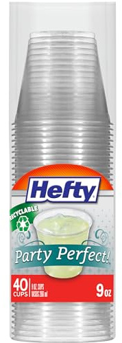 Hefty Deluxe Clear Plastic Party Cups (9 Ounce, 40 Count)