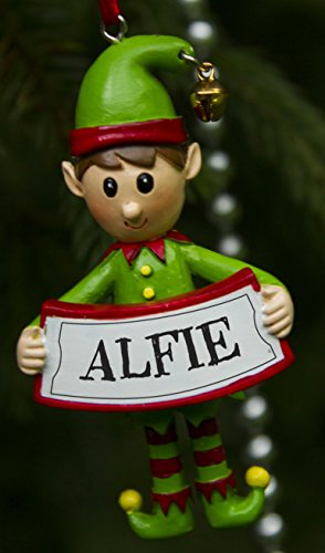Boxer Gifts Alfie Elfe Weihnachtsbaumschmuck | Tolle Weihnachtskugel Ornament Geschenk | Eine für die ganze Familie, Keramik, Mehrfarbig, 8 x 4.5 x 2 cm