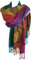 GlamLondon Pashmina-Schal in Regenbogenfarben, bunt, Paisleymuster, Rosen, Patches, Pfauenfedern, weicher Schal, Regenbogen-bunte Pfauen, L