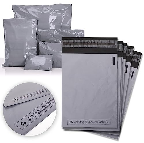 Sabco - Grey Mailing Bags - Plastic Self Seal Postal Bags, Multiple Sizes and Pack Quantities (100, 9 x 12)