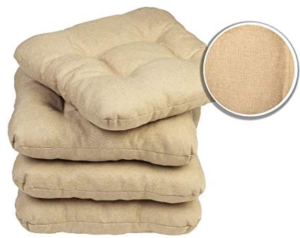 sunnypillow 4er Set Stuhlkissen 40x40 cm Bequeme 8cm Polsterauflage Auflage für Stühle/Bänke in Haus und Garten Sitzkissen Sitzauflage Gartenkissen viele Farben zur Auswahl Beige