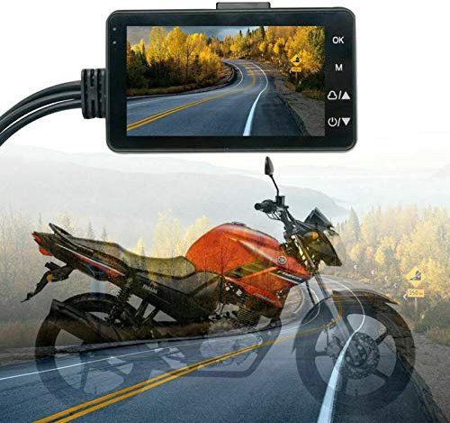 Motorcycle Dash Cam, TOTMOX Dual Lens 1080P Motorbike Camera 4G Wide Angle 3.0'' Screen Night Vision, Front and Rear Waterproof Sport Action Camera Dual Lens Video Recorder Built-in Collision Sensor
