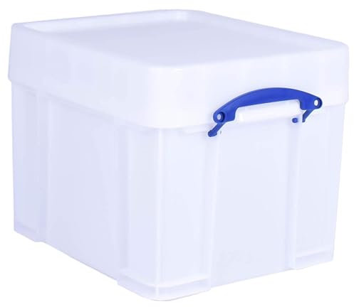 Really Useful Box Plastic Storage 35 Litre with XL Lid White Strong