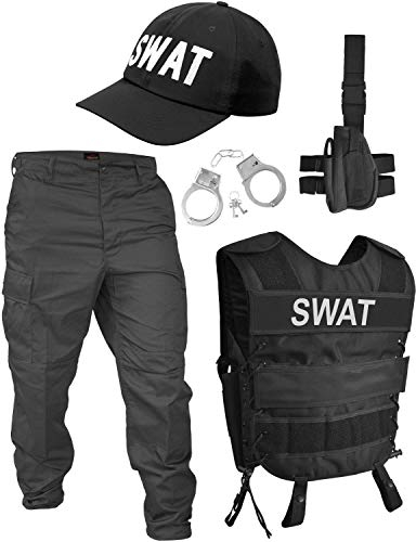 normani Fashingskostümset SWAT Set mit Weste, Rangerhose, Cap, Handschellen und Holster Größe M/Rechts