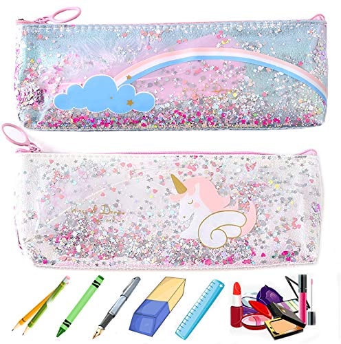 2 Stück Einhorn Federmäppchen Multifunktions Kinder Einhorn Pailletten Federmäppchen Mädchen Bleistift Case Bleistift Beutel Mit Reißverschluss Für Bleistift Lineal, Schreibwaren, Bleistifte
