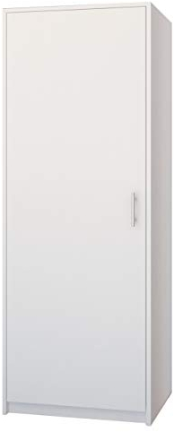 Framire U-42 Kleiderschrank in Weiß, 1-türiger Kleiderschrank, Kleiderschrank mit Bar und Regal, Kleiderschrank für das Schlafzimmer, Wohnzimmer, Flur, 180 x 42 x 55 cm