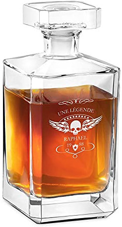 Maverton Carafe à Whisky gravée - 700ml Décanteur en verre transparent - Cadeau personnalisé pour hommes - Cadeau d’anniv - LÉGENDE