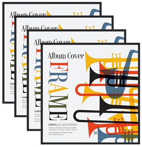 Americanflat 32x32 Schallplatten Rahmen Wand - Vinyl Rahmen mit Poliertem Acryl und Schlankem Minimalistischem Design - zur Wandmontage - Inklusive Aufhängevorrichtung - 4er Pack