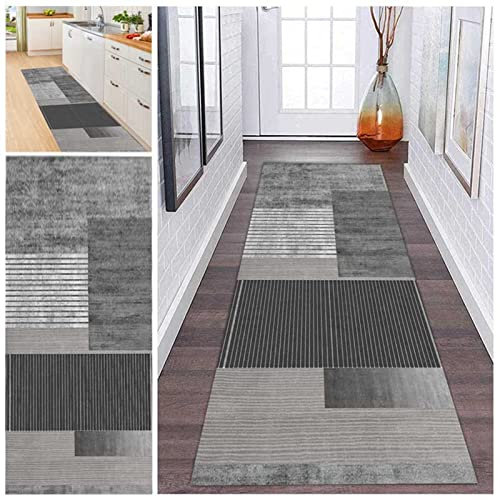 JLCP Alfombra Pasillo Larga 6 Metros Antideslizante Lavable Moderno Gris Alfombra por Metros para Pasillo Cocina Sala De Estar Dormitorio,Personalizable Poliéster Suave Entrada Alfombra,2,110x600cm
