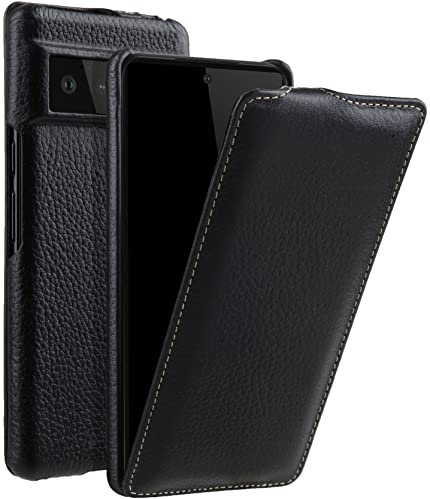 StilGut UltraSlim Compatible with Google Pixel 6 Pro Case - Pixel 6 Pro Leather Flip Case - Black