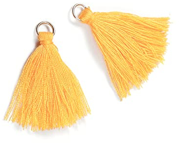 Duories 50 Stück Mini Quasten Anhänger,3cm Baumwolle Fransen Tassel Troddel Armband Schlüsselanhänger Basteln Quaste für Ohrringe Schmuckherstellung Taschen Lesezeichen DIY Handwerk Zubehör,Gold
