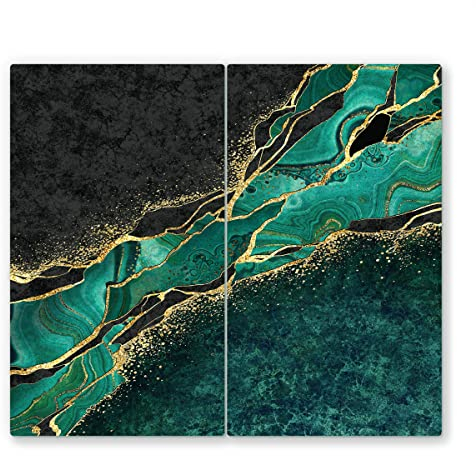 2x30x52cm - Herdabdeckplatte, Herdabdeckung für Glaskeramik-Kochfelder, Gehärtetes Glas, 60x52cm, mehrfarbig, Schneideplatte