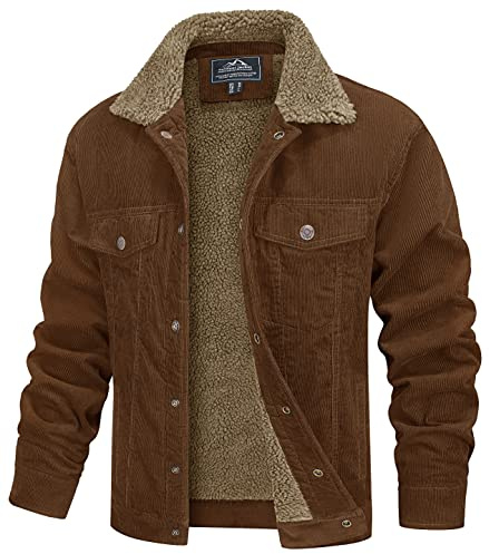 MAGCOMSEN Winter Jackets for Men Corduroy Jacket Men Sherpa Lined Fleece Warm Cargo Casual Coat with 5 Pockets