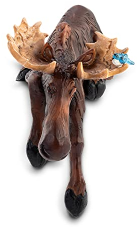 DEMDACO Elch Naturbraun 19,1 x 17,8 cm, handgegossenes Kunstharz, Weihnachtsfigur