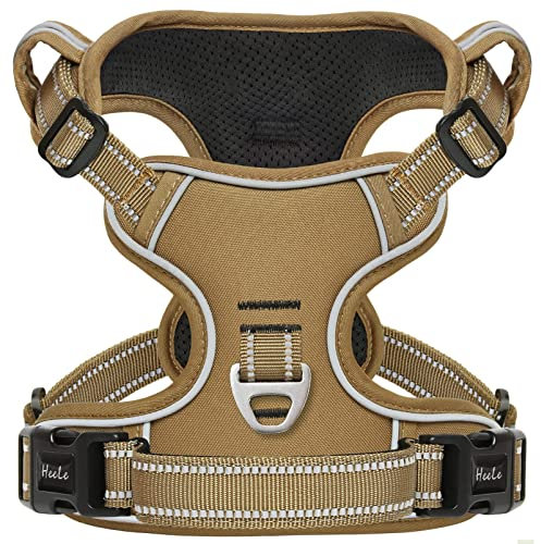 HEELE Hundegeschirr Welpen Verstellbar Geschirr Hund Brustgeschirr Reflektierend Atmungsaktiv Hundegeschirr für Kleine Mittlegroße Hunde, Braun, XS