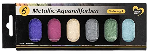 Ideen mit Herz Metallic-Aquarellfarben | 6er Set | 6 Farben (Sortierung 3)