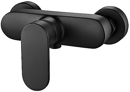 kisimixer Einhebelmischer Duscharmatur schwarz, Wandmontage Mischbatterie für Dusche, Brausearmatur Bad 1/2 Duschabgang unten, Aufputz Brausebatt