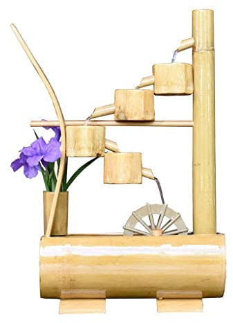 Fontaine De Table en Bambou, Fontaine Cascade Intérieure, Fontaine De Table Créative Vue sur l'eau Fontaine en Bambou, Décor D'humidificateur d'eau Qui Coule (Size : A)