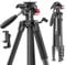 CAMBOFOTO 74Camera Tripod, Aluminum Stand, Compact Travel Tripod,3 Way Pan Head with Quick Release Plate, Smartphone Holder and Bubble Level, Support for DSLR/Mirrorless Camera/Mobilephone/Vlogging