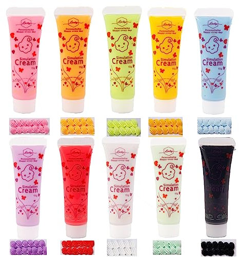 Whipped Cream Glue Kit - Decoden Cream Set with 10 Colors (15ml Each), Perfect for Crafting and Decorating,Ideal for DIY Crafts and Decorations