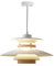 Kaj Hejmo Modern Decor Adjustable Pendant Lamp Kitchen Island, Aluminum and Wood Finish,1-Light E27 Base Ceiling Hanging Light for Dining Room Shop Canteen (40cm, White+Light Wood Grain)