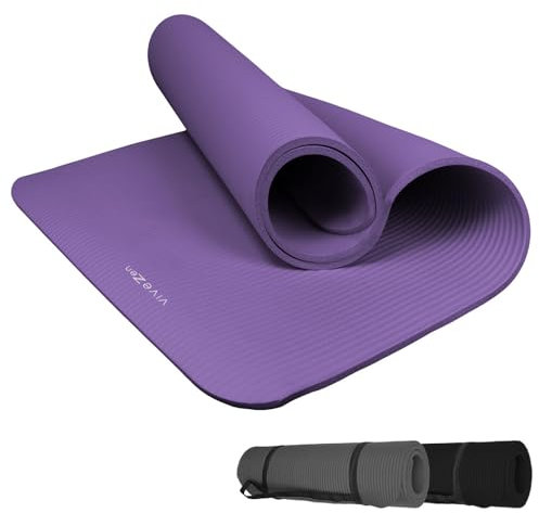 Vivezen - Tapis de yoga, de gym, d'exercices 186 x 120 x 1 cm + sangle de transport - Plusieurs coloris