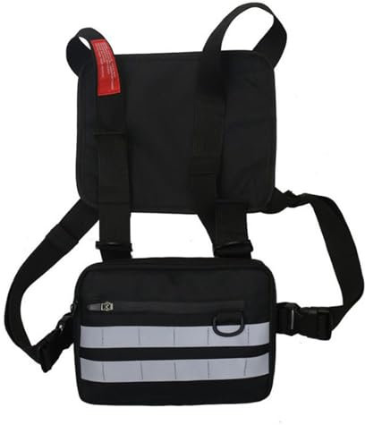 Maizoon Outdoor Brusttasche Multi Pocket Sport Rucksack mit Handyhalter Geeignet für Training Radfahren und Wandern, Schwarz reflektierend, Schlinge
