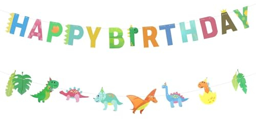ENLACE Dino Girlande Geburtstag,Dino Geburtstag Deko,Dinosaurier Happy Birthday Girlande,Dino Geburtstagsgirlande Kinder,Dinosaurier Banner Happy Birthday Geburtstagsdeko für Kinder Geburtstag