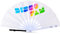 DiscoFan Folding Hand Fans for Women, Personal Handheld Fan for Men, Festival Fan, Drag Fan, UV Glow Party Fans for Wedding, LGBT Gay Pride Accessories, Birthday Decoration Props (White Rainbow)