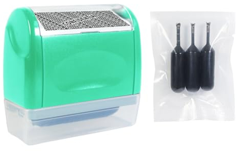 Identitätsschutz Rollstempe mit Tintenl, Datenschutz Rollstempel, Identitätsdiebstahlschutz-Rollenstempel, Rollstempel Camouflage, Guard Your ID Stamp Roller (Grün #001 + Tinte)