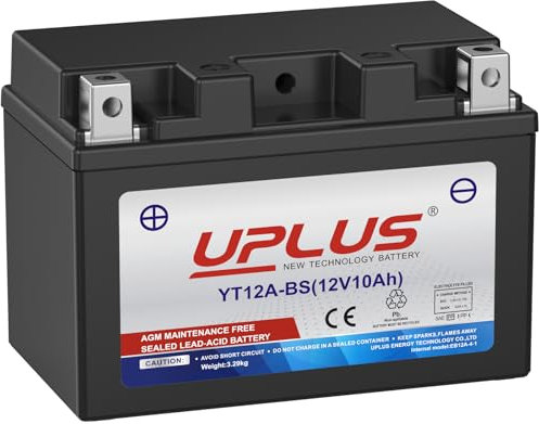 UPLUS Motorcycle Battery UP12A-4-1 Replacement for YT12A-BS 12V 10Ah Maintenance Free - SLA Agm Powersport Batteries for ATVs, Personal Watercraft,Snowmobiles 150L x 88W x 110H(mm)
