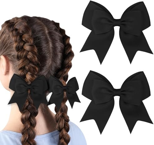 2 pièces pince à cheveux nœud, nœuds de cheveux pour filles nœuds de cheveux français pour femmes grande pince à cheveux en satin nœuds de cheveux soyeux nœud de cheveux noir pour femmes filles
