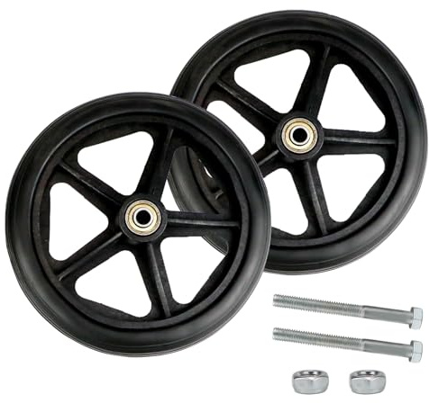 LNQ LUNIQI Rollstuhl Vorderräder 7 zoll, Schwarz Rollstuhlrad Vorne Gummi, Manuelles Rollstuhl Vorderrad Ersetzen Vollreifen Ersatzräder, 2 Stück