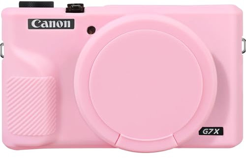 Canboc Custodia fotocamera digitale Canon PowerShot G7X Mark III, copertura in silicone morbido G7X Mark III con copertura lente rimovibile, rosa (solo custodia)