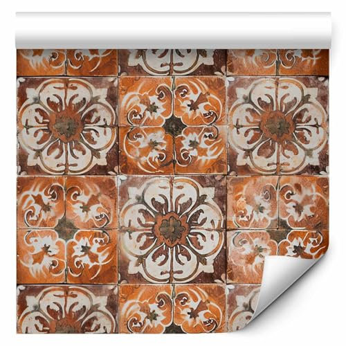 murando - Papier Peint adhésif 10 m Motif Rétro années - Mural Poster Muraux Original Tapisserie Photo Panneau Design décoratif le Trompe l'oeil - Création Effet terre cuite Orange f-H-10007-j-a