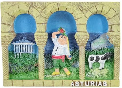 Asturias España Imán para nevera, recuerdo de viaje, decoración 3D, colección artesanal