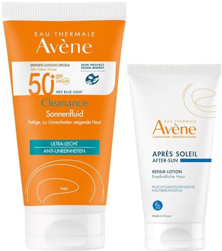 Avène Cleanance LSF50+ Sonnencreme für unreine Haut 50 ml + Gratis Repair Lotion nach der Sonne 50 ml