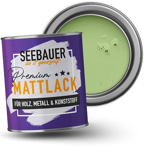 SEEBAUER diy Mattlack Grün 750ml für Innen & Außen (No. 735 Spring Feeling) Möbelfarbe ohne Schleifen - Hybrid-Lack für Holz, Metall, Kunststoff - Holzlack, Möbellack hohe Deckkraft