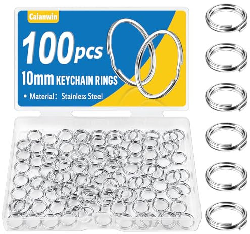 100 Stück Schlüsselringe 10mm, Caianwin Schlüsselring Klein Edelstahl Schlüsselanhänger Ring für Schlüssel, Halsketten, Armbänder, Ohrringe, Basteln, Ornamente und DIY