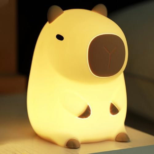 WIYETY Capybara Nachtlicht Kinder, Capybara Lampe mit Timer Dimmbar Touch Lampe USB Wiederaufladbar Capybara Lampe Baby Nachttischlampe, Baby Stilllicht Kinderzimmer Deko Geschenke Schlaflichter