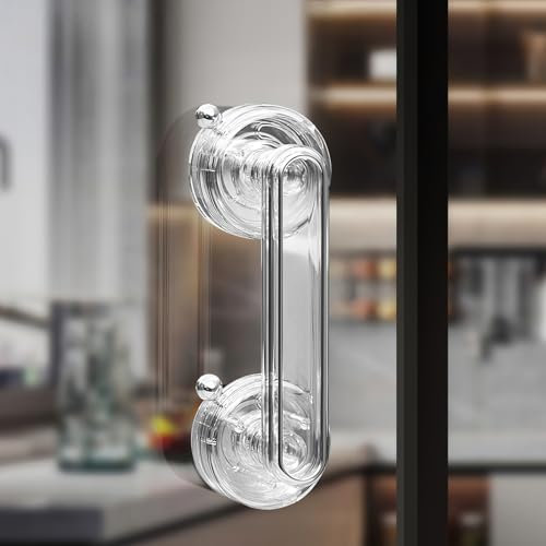 ZLLkeji Tirador de Puerta Corredera Adhesiva Fácil de Instalar Tirador de Puerta de Armario de Cocina con Ventosa Transparente Tiradores Adhesivos para Puertas de Cristal Ventosa Doble