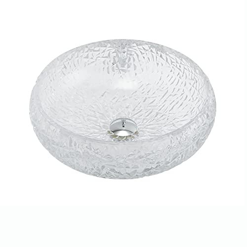 DDKYHU Lavabo en Verre Rond translucide pour Salle de Bain Lavabo en Verre Artistique Lavabo en Verre avec bonde escamotable, Anneau de Montage (lavabo Simple, Taille Unique)