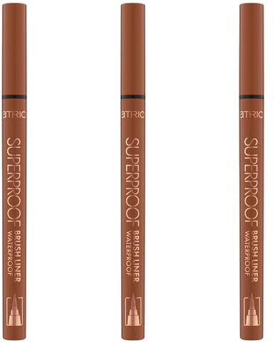 Catrice Superproof Brush Liner Waterproof, Eyeliner, Nr. 020, Braun, langanhaltend, Expressergebnis, vegan, wasserfest, ohne Mikroplastikpartikel, Nanopartikel frei, 3er Pack (3x0.45ml)