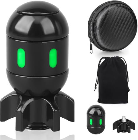 Dilabnba Atomic Bomb Fidget Spinner Schreibtischspielzeug, 2-in-1 Zappelspielzeug aus Metall, EDC Finger Spin Spielzeug, Cooles leuchtendes Bürodekor Gadget, Geschenk für Teenager Männer – Schwarz