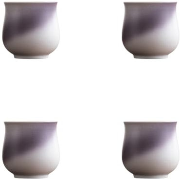 Dicmracy 4-Oz Ceramic Espresso Cups Set - Multi-Color, Handle-Free Design for Home & Cafe | Dishwasher-Safe Stoneware Cups（Kiln turning purple,4）